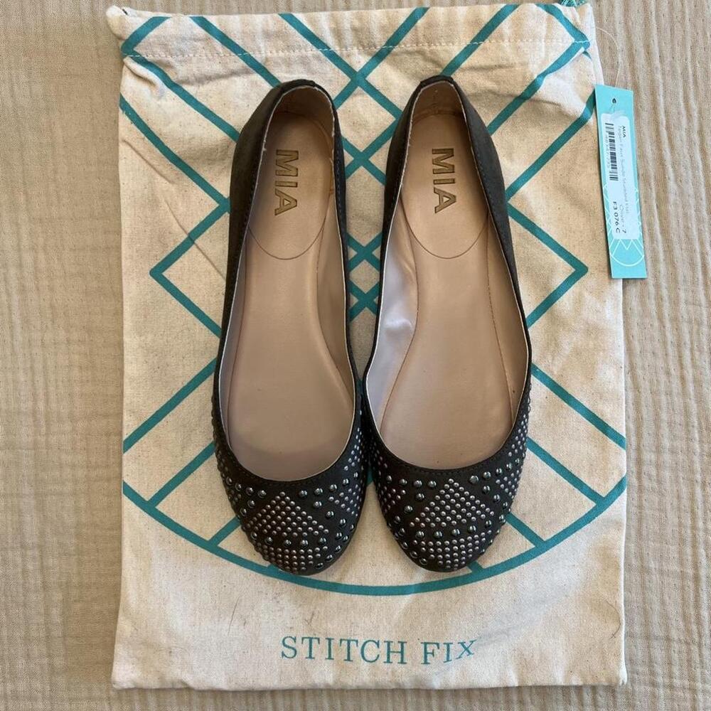 MIA Tegan faux suede studded ballet flats